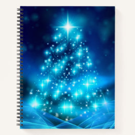 Cuaderno Árbol de Navidad azul Guay con luces resplandecien
