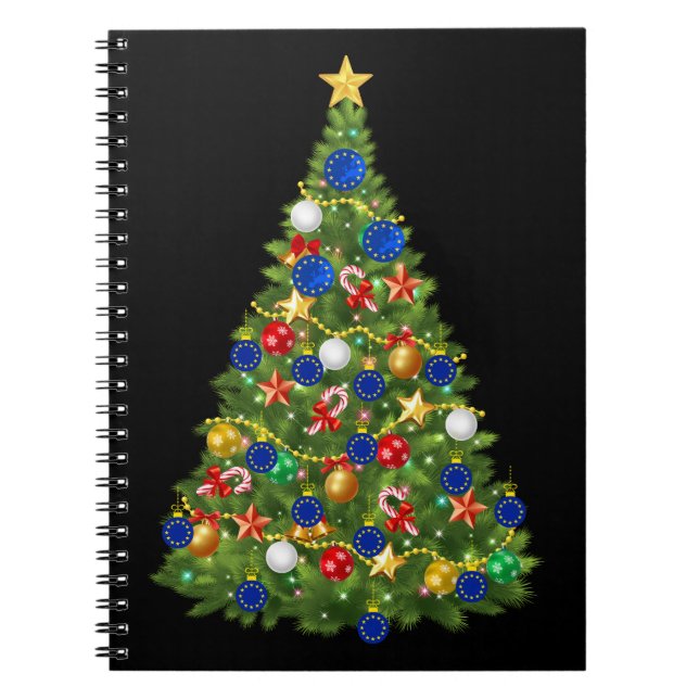 Cuaderno Árbol de Navidad - Bandera de la Unión Europea | E (Frente)