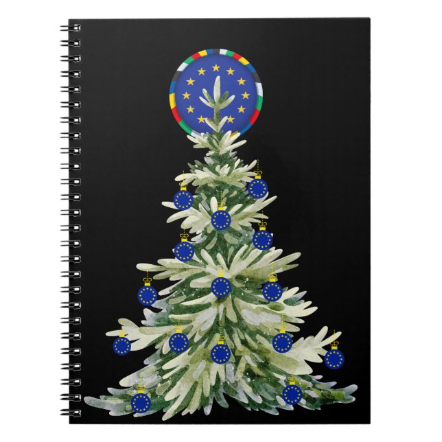 Cuaderno Árbol de Navidad - Bandera de la Unión Europea | E (Frente)