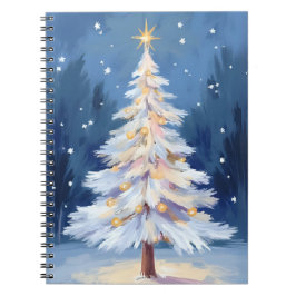 Cuaderno Árbol de Navidad blanco invierno nieve