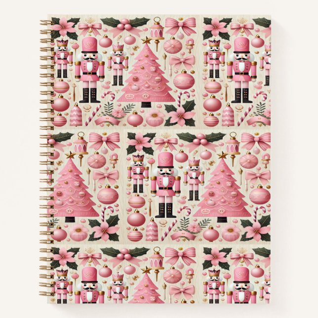 Cuaderno Árbol de Navidad Cascanueces Rosa  (Anverso)