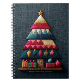 Cuaderno Árbol de Navidad con textura de tela acolchada aco