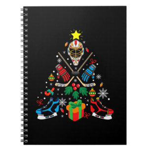 Cuaderno Árbol de Navidad de hockey sobre hielo de Feliz N