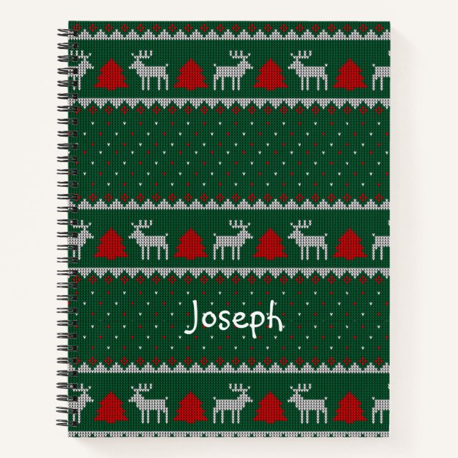 Cuaderno Árbol de Navidad de Navidades rojos y verdes (Anverso)