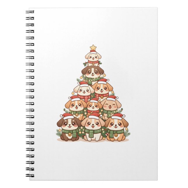 Cuaderno Árbol de Navidad de perro Kawaii lindo – Mascota d (Frente)