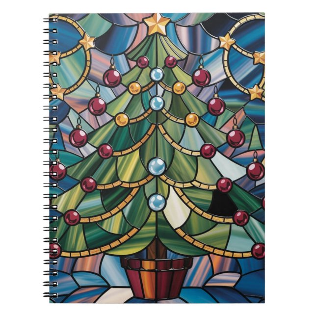 Cuaderno Árbol de Navidad de Vidrio Pintado Estilo Tiffany (Frente)
