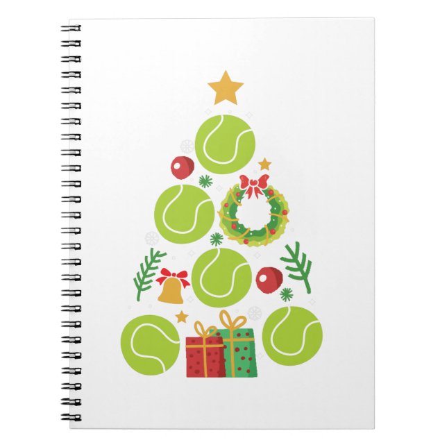Cuaderno Árbol de Navidad del tenis| Regalo deportivo para  (Frente)