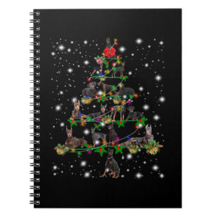 Cuaderno Árbol de Navidad Doberman cubierto por linterna