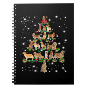 Cuaderno Árbol De Navidad Golden Retriever Cubierto Por Fla