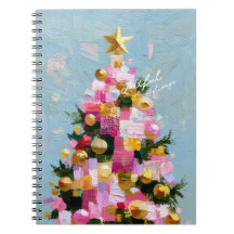 Árbol de Navidad Impasto Rosa y Dorado