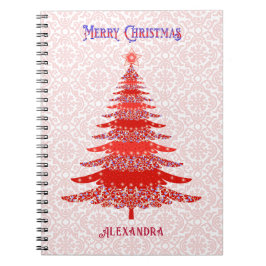 Cuaderno Árbol de Navidad moderno Rojo Flechas de nieve per