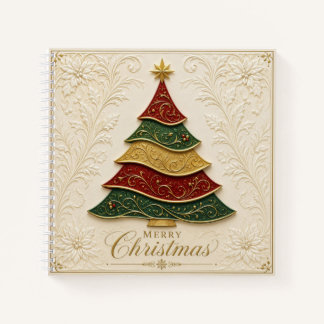 Cuaderno Árbol de Navidad ornamentado en oro y esmalte