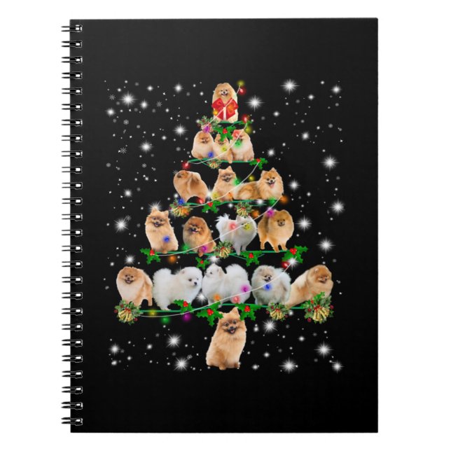 Cuaderno Árbol De Navidad Pomerano Cubierto De Lámparas (Frente)