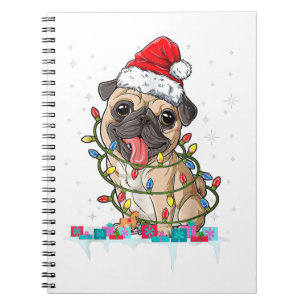 Cuaderno Árbol de Navidad Pug enciende a Papá Noel