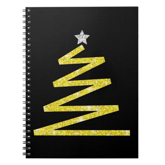 Cuaderno árbol de Navidad purpurina (Frente)