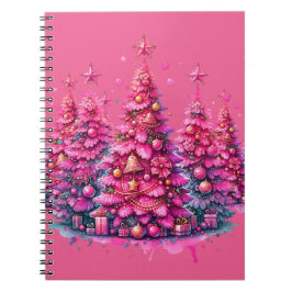 Cuaderno Árbol de Navidad Rosa Estético Preppy