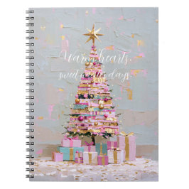 Cuaderno Árbol de Navidad rosa y dorado Impasto