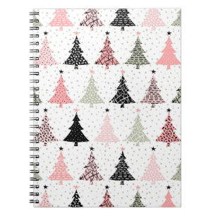 Cuaderno Árbol de Navidad rosa y verde con fondo blanco