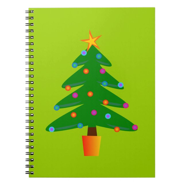 Cuaderno Árbol de Navidad Verde Festivo (Frente)