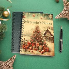 Cuaderno Árbol de navidad vintage personalizado
