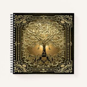Cuaderno Árbol de oro de la vida Rústico antiguo