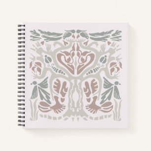 Cuaderno Árbol de Pájaro Dibujado a Mano Simétrico Abstract