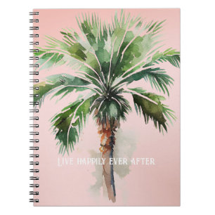 Cuaderno Árbol de palma tropical rosa Rubor