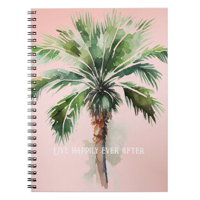Cuaderno Árbol de palma tropical rosa Rubor (Frente)