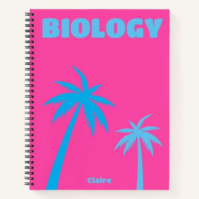 Cuaderno Árbol de palmas rosadas preppy (Anverso)