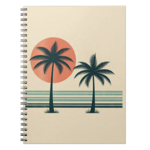 Cuaderno Árbol de palmeras tropicales retro/vintage