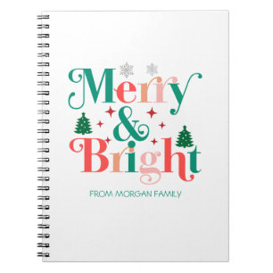 Cuaderno Árbol de Pino con Copos de Nieve Alegre y Brillant
