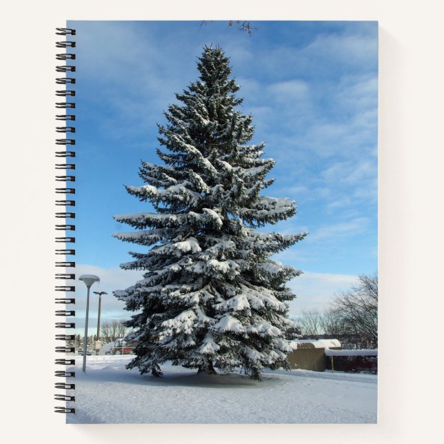 Cuaderno Árbol de pino en bloc de notas de nieve (Anverso)