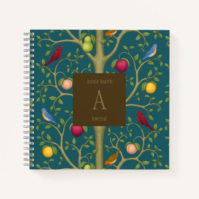 Cuaderno Árbol de Tesoros Vivientes Cuadrado Monogramado (Anverso)