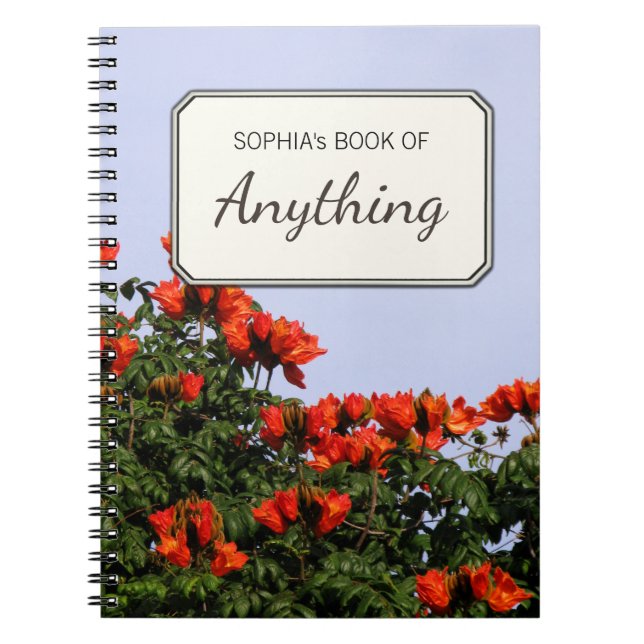 Cuaderno Árbol de tulipán tropical de la foto botánica (Frente)