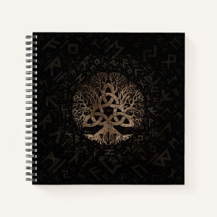 Cuaderno Árbol de vida con Triquetra sobre el patrón Futhar