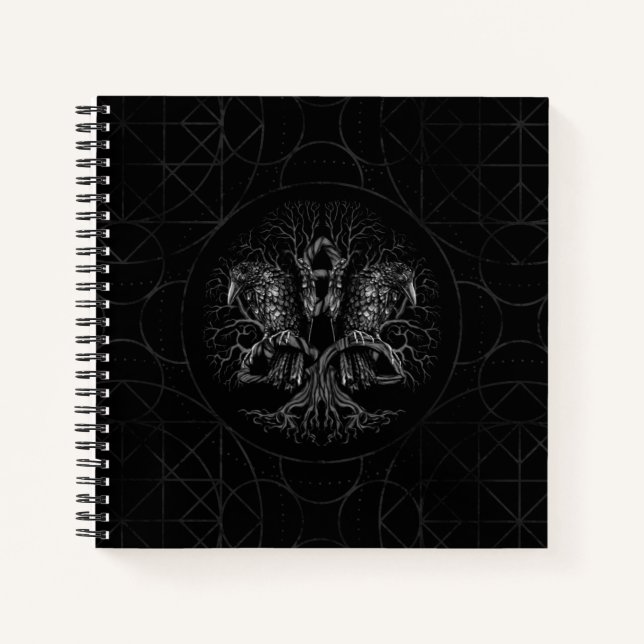 Cuaderno Árbol de vida -Yggdrasil con cuervos (Anverso)