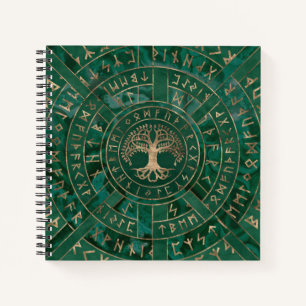 Cuaderno Árbol de vida - Yggdrasil y Futhark - Malaquita