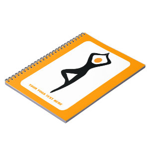 Cuaderno Árbol de yoga pose negro, personalizado naranja