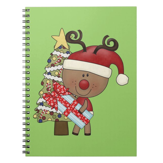 Cuaderno Árbol del día de fiesta del reno de Rudy (Frente)