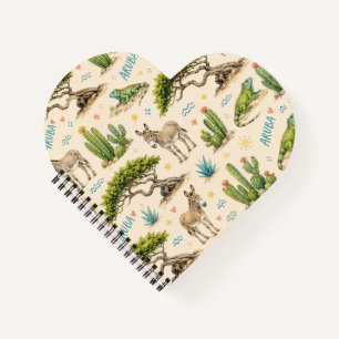 Cuaderno árbol divi de Aruba, burro, iguana, cactus