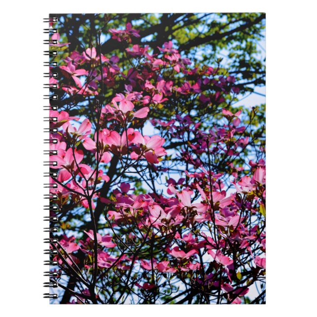 Cuaderno Árbol Dogwood con flores rosadas (Frente)