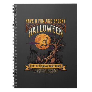 Cuaderno Árbol espeluznante de Halloween Luna llena Gato ne