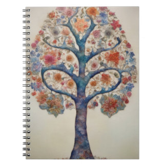 Cuaderno Árbol Floral de la Vida Estilo Acuarela Arte Botán