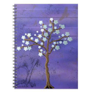 Cuaderno Árbol inspirado en la magnolia con fondo azul