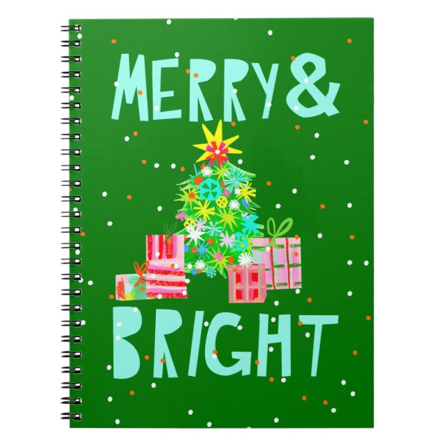 Cuaderno Árbol navideño brillante (Frente)