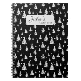 Cuaderno Árbol negro y blanco de Navidad