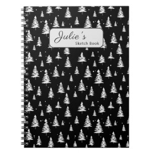 Cuaderno Árbol negro y blanco de Navidad