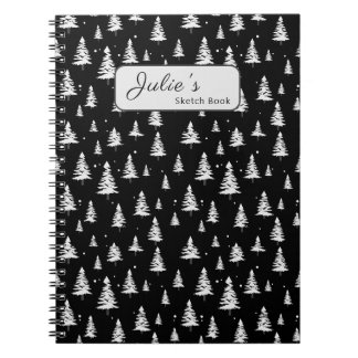 Cuaderno Árbol negro y blanco de Navidad