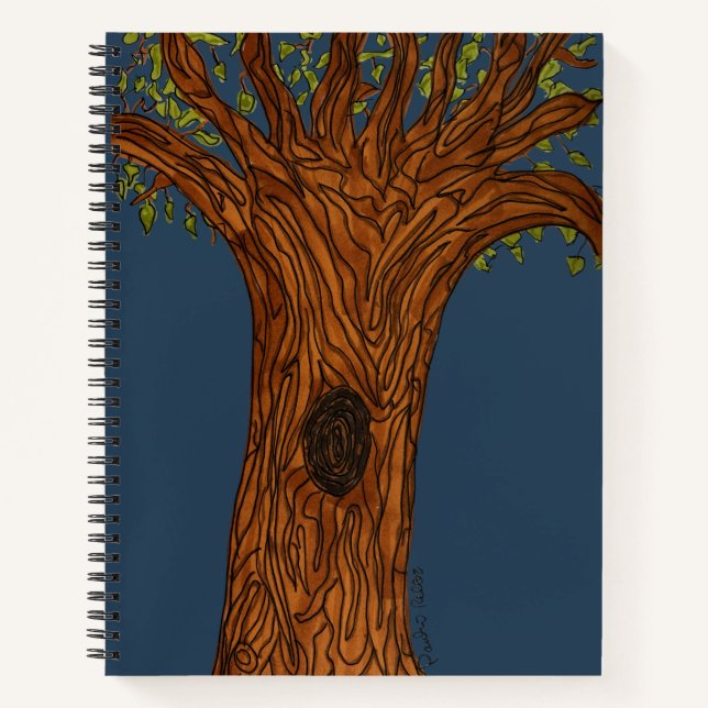 Cuaderno Árbol retorcido con fondo azul (Anverso)