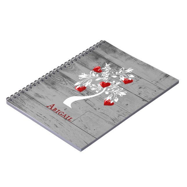 Cuaderno Árbol rojo de portátiles personalizados de corazón (Lado Izquierdo)